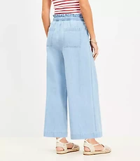 Petite Breezy Wide Leg Ankle Pants in Chambray