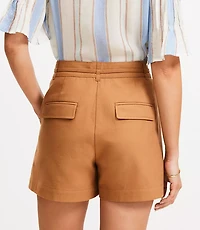 Petite Belted Shorts in Twill