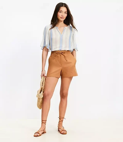 Petite Belted Shorts in Twill
