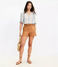Petite Belted Shorts in Twill
