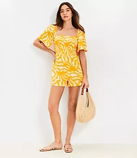 LOFT Beach Sunny Smocked Cutout Back Romper