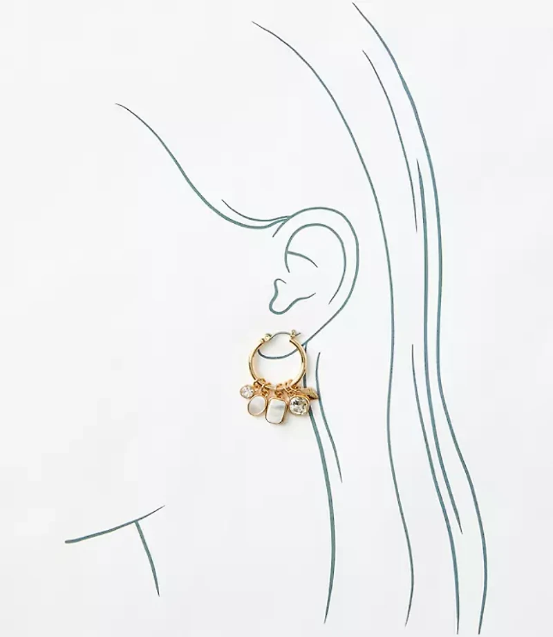 Mother Of Pearl Charm Hoop Earrings