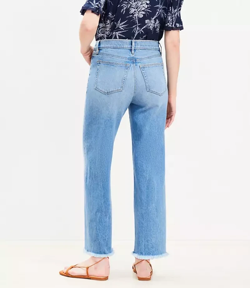 Petite Frayed High Rise Wide Leg Crop Jeans in White