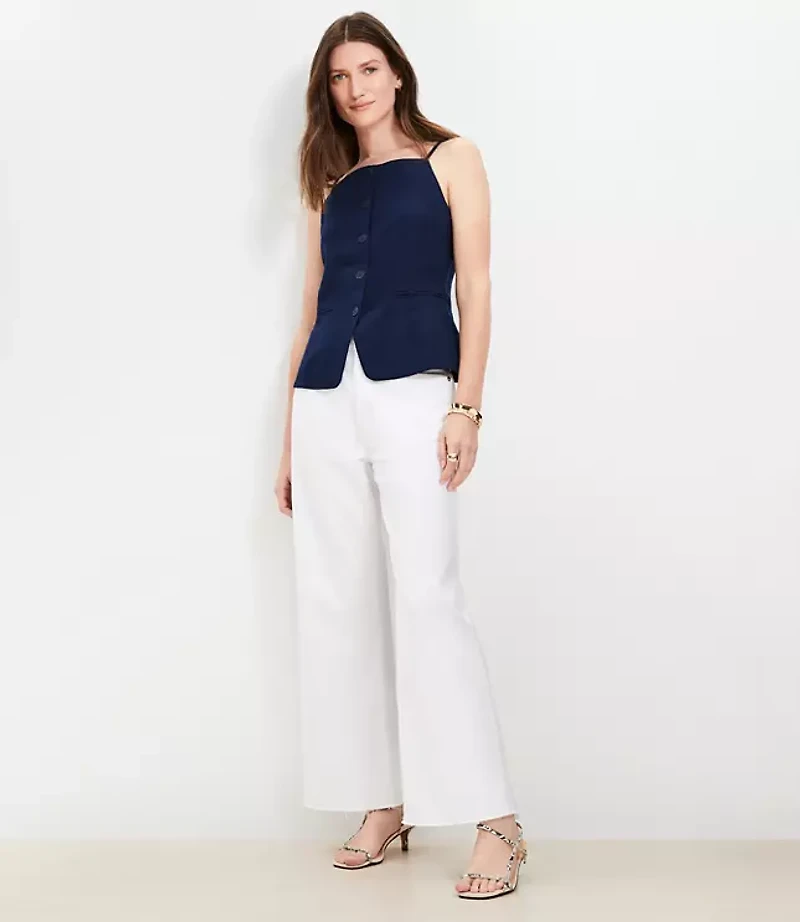 Petite Linen Blend Strappy Vest Top