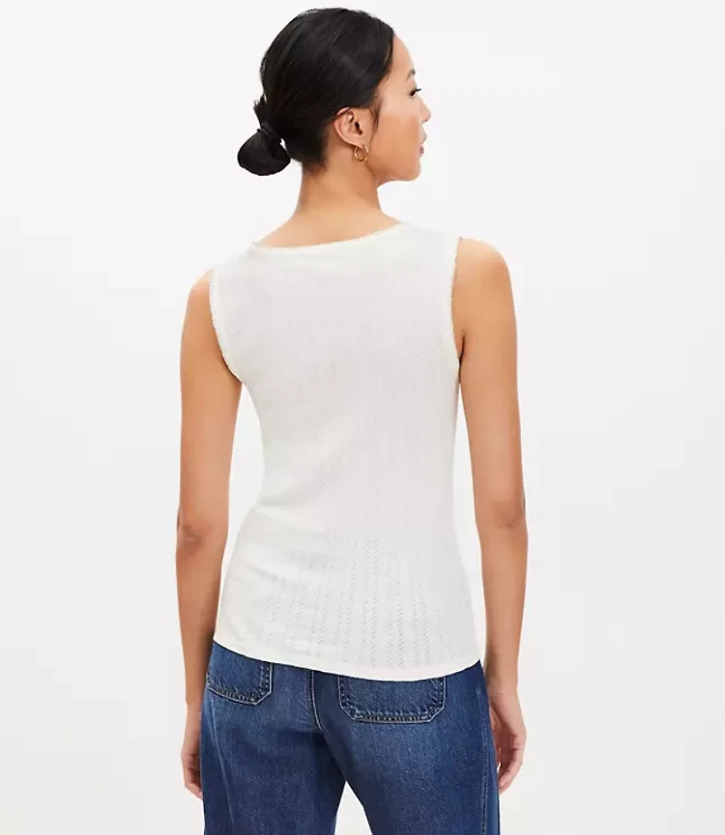 Pointelle Perfect Ribbed Scoop Neck Tank Top