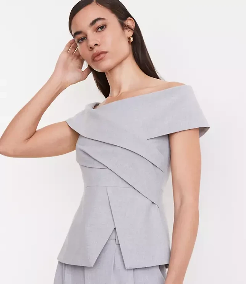 LOFT Versa Seasonless Stretch Asymmetrical Off The Shoulder Top