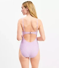 LOFT Beach Striped Front Tie One Piece Swimsuit