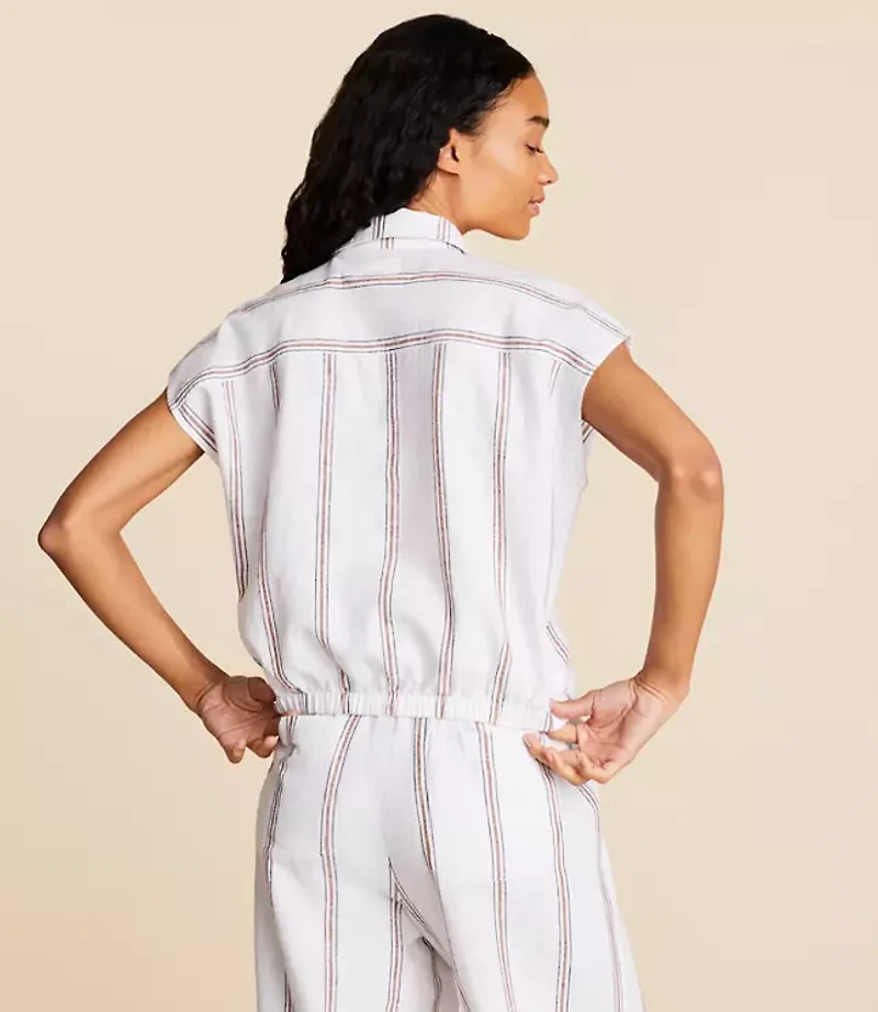 Lou & Grey Striped Linen Cotton Polo Top