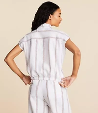 Lou & Grey Striped Linen Cotton Polo Top