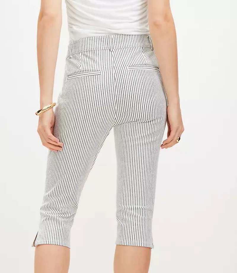 Curvy Capri Pants Striped Bi-Stretch