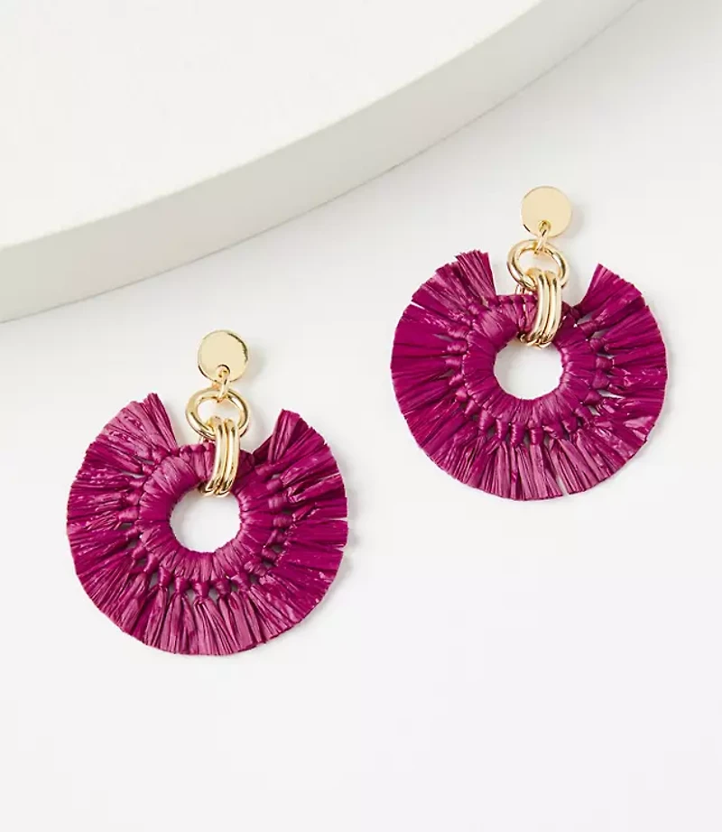 Raffia Circle Drop Earrings