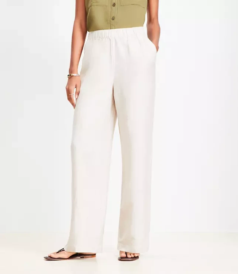 Tall Pull On Straight Pants in Linen Blend