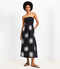 LOFT Beach Sunny Strapless Gauze Mixed Media Maxi Pocket Dress