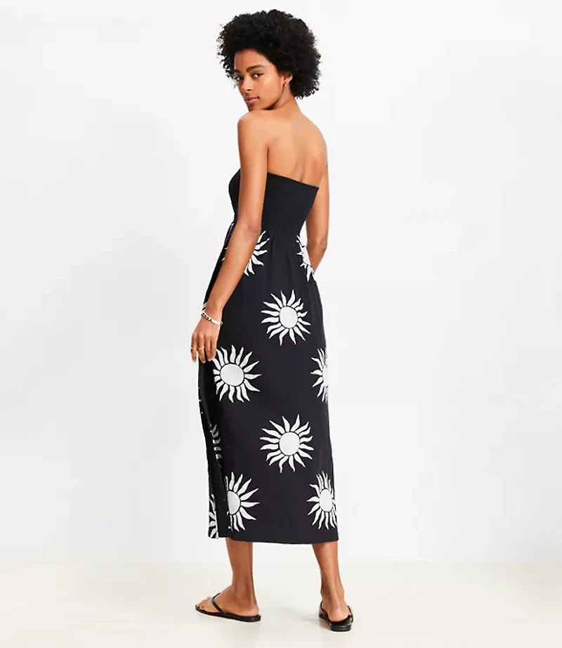 LOFT Beach Sunny Strapless Gauze Mixed Media Maxi Pocket Dress