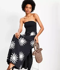 LOFT Beach Sunny Strapless Gauze Mixed Media Maxi Pocket Dress