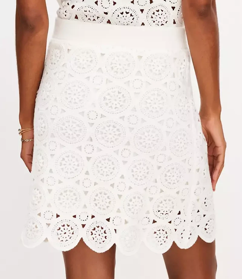 Medallion Crochet Mini Sweater Skirt