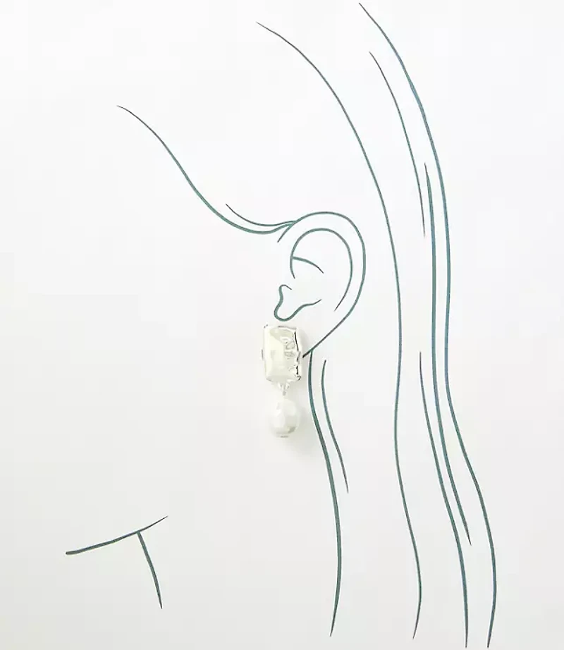 Pearlized Asymmetrical Drop Earrings