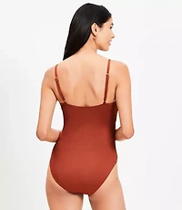LOFT Beach Shirred Cutout One Piece Swimsuit