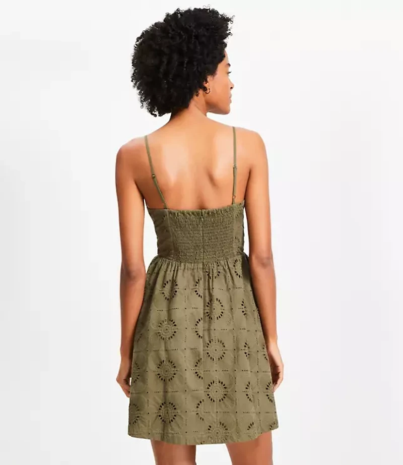 Petite Mosaic Eyelet Strappy Mini Pocket Dress