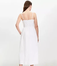 Petite Tie Poplin Midi Pocket Dress