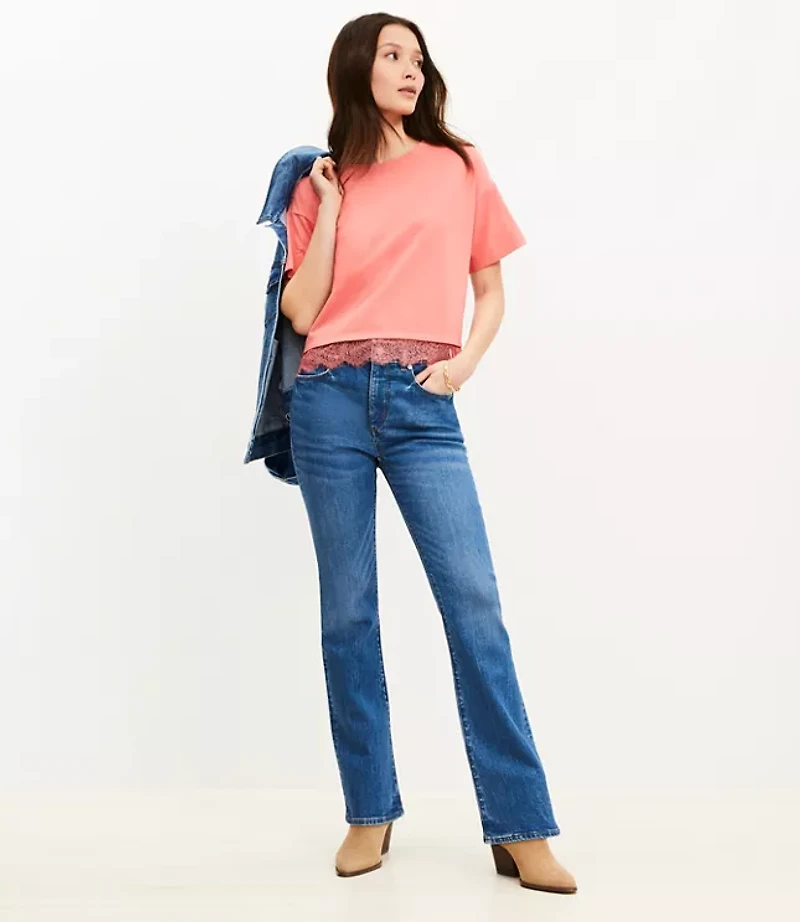 Petite Lace Hem Jersey Modern Tee