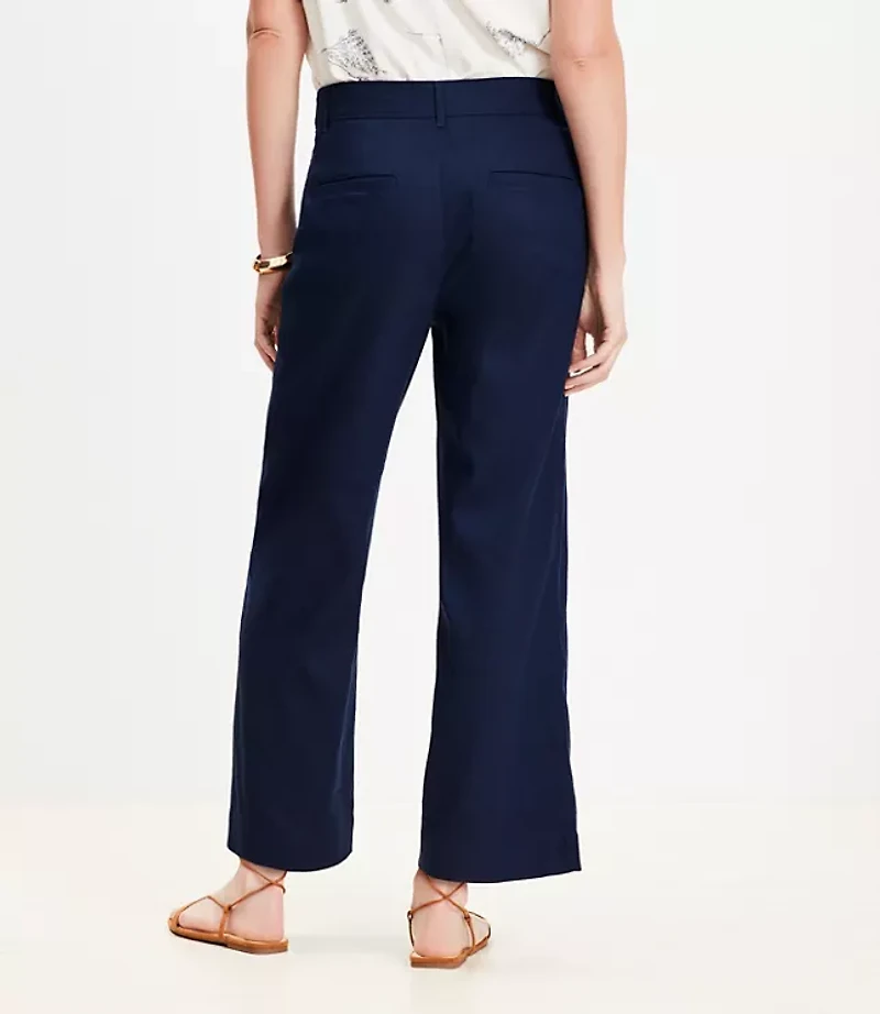 Petite Curvy Palmer Wide Leg Crop Pants in Linen Blend
