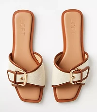 Canvas Buckle Slide Sandals