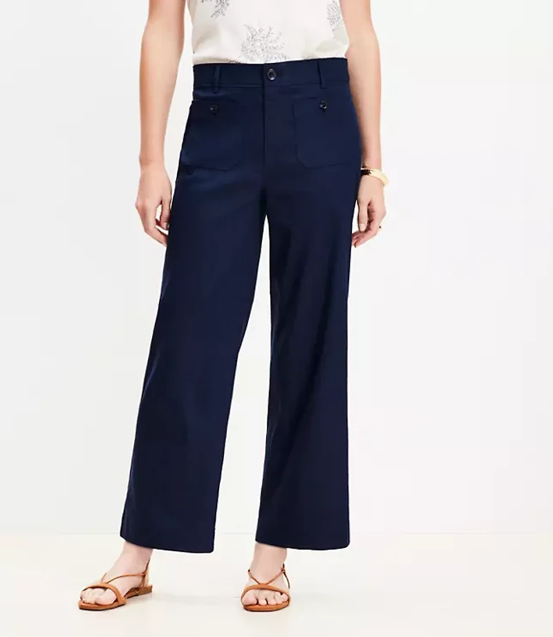 Petite Palmer Wide Leg Crop Pants in Linen Blend