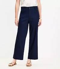 Petite Palmer Wide Leg Crop Pants in Linen Blend