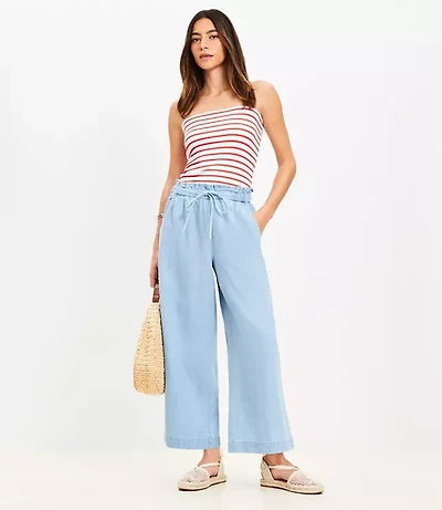 Breezy Wide Leg Ankle Pants Chambray