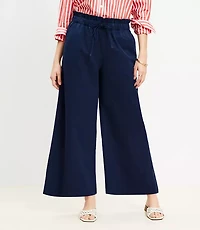 Petite Breezy Wide Leg Ankle Pants Twill