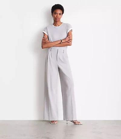 Petite LOFT Versa Seasonless Stretch Double Pleat Wide Leg Pants