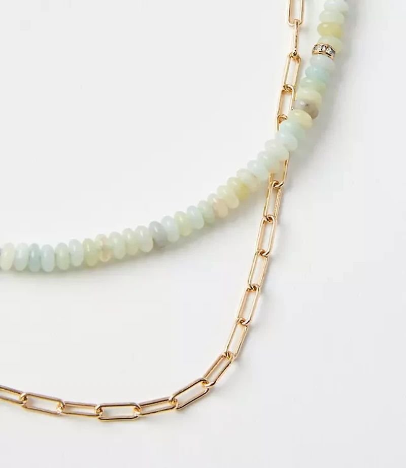 Beaded Chain Link Layered Necklace Set