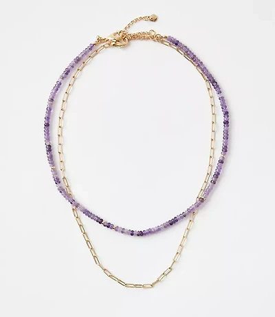 Beaded Chain Link Layered Necklace Set