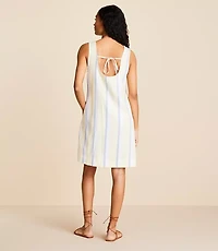 Lou & Grey Striped Linen Cotton Tie Back Mini Pocket Dress
