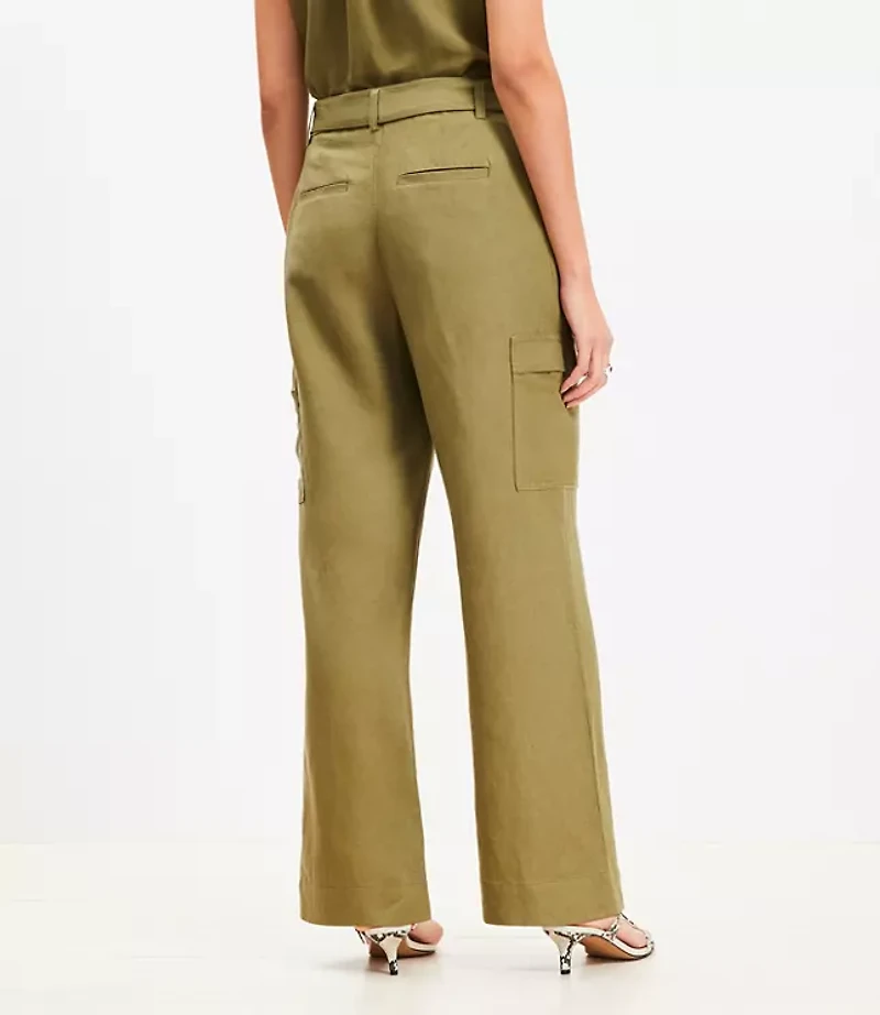 Tall Drapey Cargo Pants in Linen Blend
