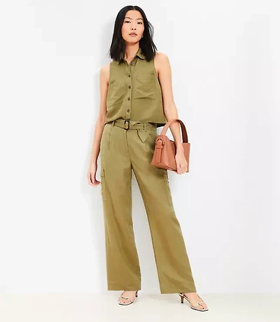 Tall Drapey Cargo Pants Linen Blend