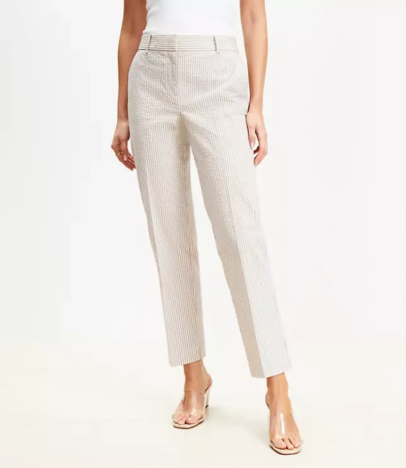 Petite Riviera Slim Pants Striped Seersucker