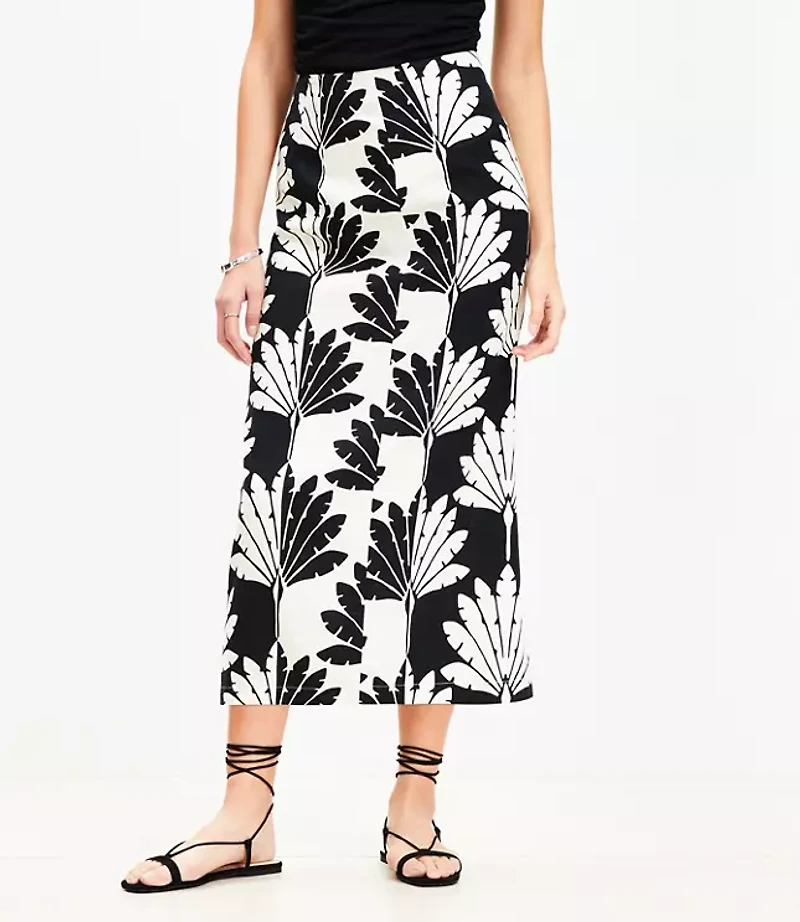 Petite Palm Linen Blend Maxi Skirt