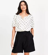 Petite Dotted Bubble Sleeve Blouse