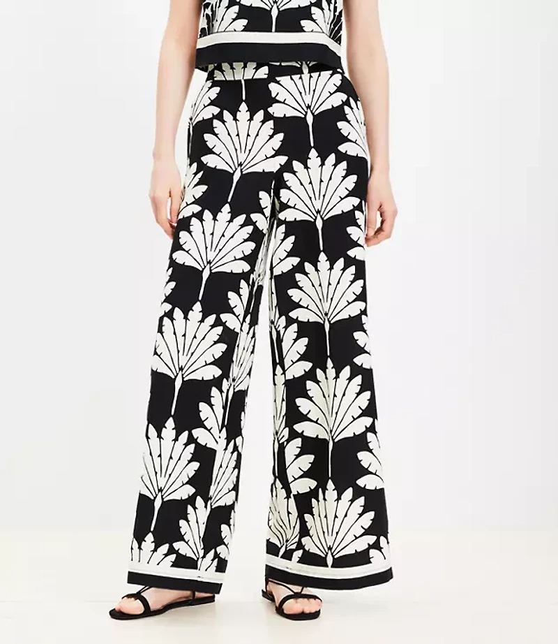 Petite Palm Pull On Wide Leg Pants in Linen Blend