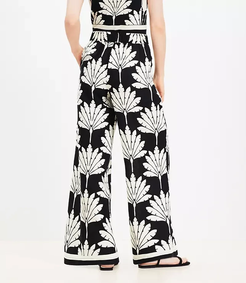 Petite Palm Pull On Wide Leg Pants in Linen Blend