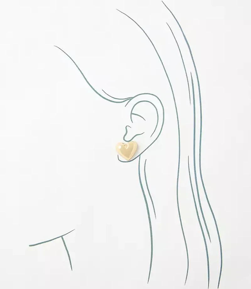 Puffy Heart Stud Earrings