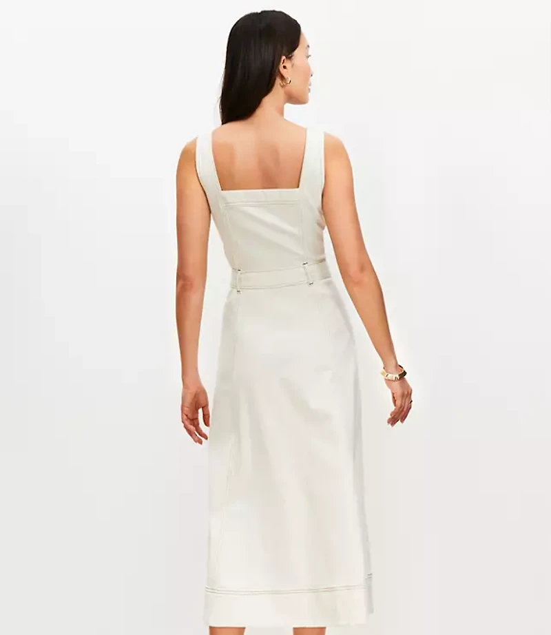 Petite Seamed Denim Button Midi Dress