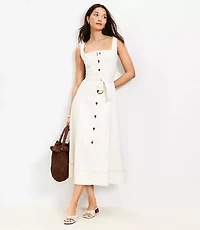 Petite Seamed Denim Button Midi Dress