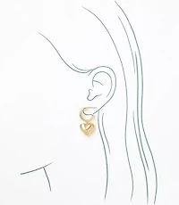 Heart Drop Hoop Earrings