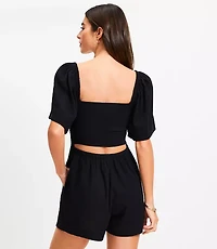 LOFT Beach Smocked Cutout Back Romper