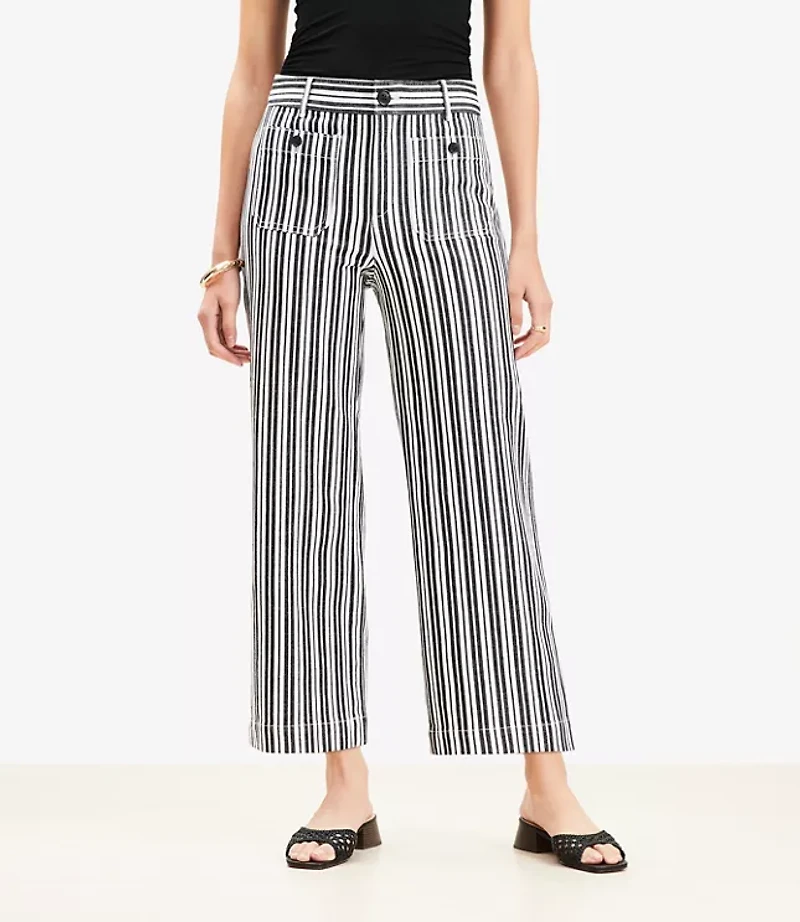 Tall Palmer Wide Leg Crop Pants Stripe