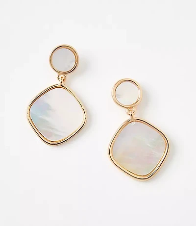 Mother Of Pearl Geo Drop Earrings