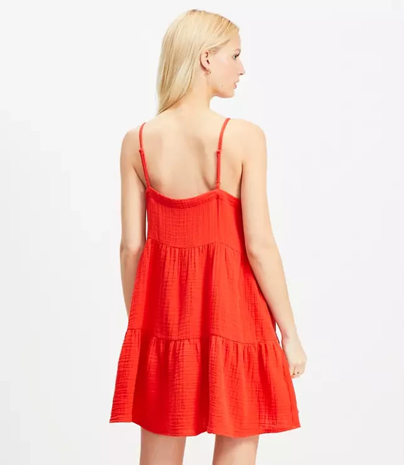 LOFT Beach Triple Cloth Tiered Mini Dress